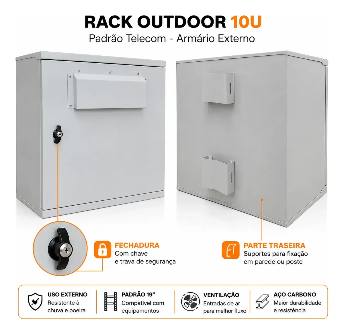Rack Outdoor 10U 19 Telecom AzLink: imagem de referência 5